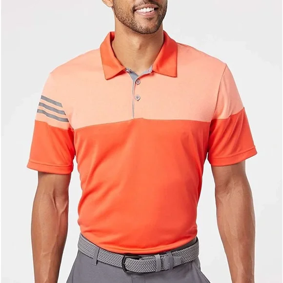 Adidas Men's Heathered 3-Stripes Colorblock Polo - Picture 1 of 9